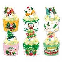 Label Ukuran Pinggiran Cupcake Natal untuk Perlengkapan Pesta Natal Aksesoris Dekorasi Kue