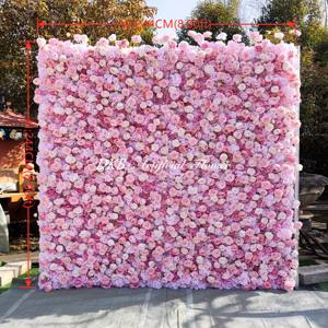 NOUVEAU fleurs murales populaires décoration fleurs artificielles panneaux muraux 8x8 ft rose soie rose 5d fleur toile de fond murale - Product Image 5