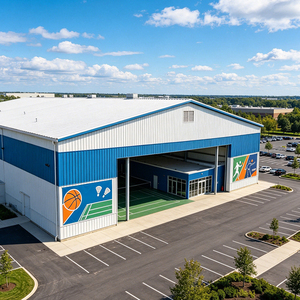 Structure en acier à longue portée pour gymnase et terrain de basketball, résistante à la corrosion, polyvalente, pour la construction de bâtiments industriels - Product Image 1