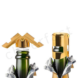 จุกปิดขวดแชมเปญโลหะสีทอง พร้อมซีลซิลิโคนกันอากาศ สำหรับไวน์สปาร์คกลิ้ง  ทำจากสแตนเลสสตีล  รองรับการสลักโลโก้ด้วยเลเซอร์ - Product Image 4