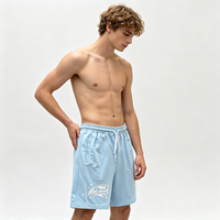 Shorts Hot Rod Bleu Clair, Style Vintage, Taille Élastique, Style Y2K, Sportif, Streetwear, Mode Homme, Vente en Gros, Lot en Gros