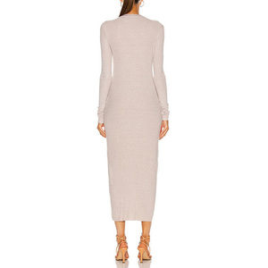 <span class=keywords><strong>Abito</strong></span> in <span class=keywords><strong>Jersey</strong></span> a Coste OEM 2025 da Donna, Invernale, Tinta Unita, Traspirante, con Bottoni, Casual, <span class=keywords><strong>Midi</strong></span>, Personalizzabile, Scollo a V, Aderente, Vita Naturale - Product Image 4