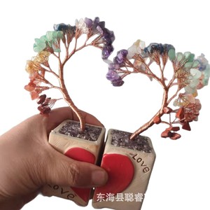 Hand Woven <b>Crystal</b> Heart Shape Money <b>Tree</b> Ornament For Living Room Valentine'S Day Decorations - Product Image 5