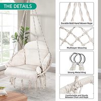 Fournisseur de gros Hamac Swing Chair Chaise hamac suspendue en corde macramé avec support en métal