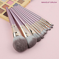10 pièces ensemble de pinceaux de maquillage professionnel cosmétique manche en bois cheveux synthétiques yeux Blush ombre applicateur pinceau de maquillage outils