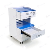 Armoire à outils d'hôpital spécialement conçue, 3 tiroirs, chariot mobile dédié à la clinique, armoire à roulettes en verre trempé