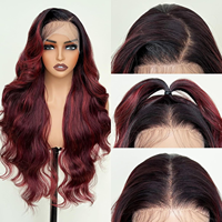 Peluca de encaje frontal sintética Alibaba HAIR 13*6 HD resistente al calor con mechas, peluca de ondas sueltas pre-arrancada para mujeres afroamericanas