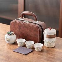 Ensemble de tasses à thé chinoises de luxe, portable, en porcelaine, ensemble de théière chinoise Kung Fu avec sac cadeau