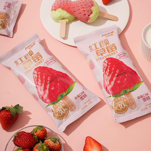Máquina <span class=keywords><strong>de</strong></span> helado frutal Abink <span class=keywords><strong>de</strong></span> fresa y melocotón con molde para paletas, listo para comer, 90g en empaque <span class=keywords><strong>de</strong></span> bolsa con certificación Halal - Product Image 1