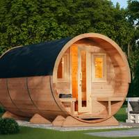 Sauna Barel Luar Ruangan Modern, Ruang Sauna Uap Tradisional Finlandia dari Kayu Cedar Merah untuk Vila Resort, Produsen OEM