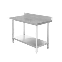 Table de préparation tout en acier inoxydable robuste avec dosseret haut et étagère inférieure réglable pour cuisine extérieure, restaurant, garage, atelier