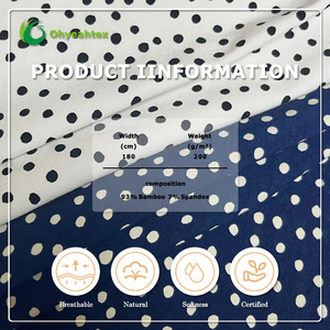 Tricot confortable <span class=keywords><strong>imprimé</strong></span> durable marine dot 200GSM 95% <span class=keywords><strong>coton</strong></span> biologique 5% spandex <span class=keywords><strong>tissu</strong></span> de <span class=keywords><strong>jersey</strong></span> simple pour T-shirt - Product Image 4