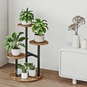 Multi Tiered Ironwood Plant Stand Four Tier Storage <b>Shelf</b> Minimalist <b>Modern</b> Design For Indoor Living Room And Balcony - Product Image 1