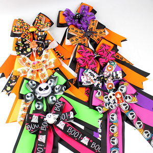 Noeuds pour cheveux d'Halloween, nœuds de spectacle équestre, fantôme, boo, grands nœuds pour filles, nœuds mignons d'araignée pour spectacle équestre d'Halloween - Product Image 2