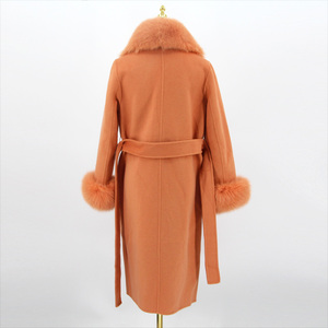 QIUCHEN QC22018 Nuovo Cappotto Lungo in Cashmere da <span class=keywords><strong>Donna</strong></span> Autunno Inverno 2022, Casual e Lussuoso, con Colletto in Vera Pelliccia di Volpe - Product Image 4