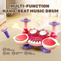 Educational Game Electronic Drum Keyboard Musical Instruments Toy Piano With Microphone for Kids With Light Music