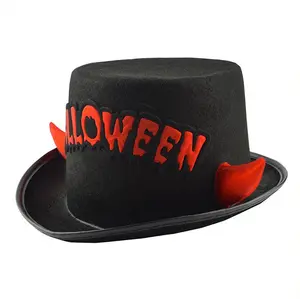 Diable noir Halloween cornes corne de boeuf chapeau haut de forme Costume chapeau de sorcière accessoires de carnaval Halloween Vampire Cosplay décoration de fête de vacances