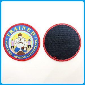 Fashionable Circle Shape Custom Western Logo Cute Character Woven <b>Patch</b> Weaving Machine Hook and Loop <b>Patches</b> - Product Image 2