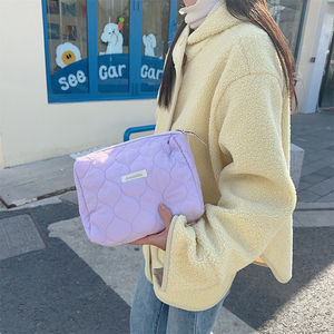 <span class=keywords><strong>Sac</strong></span> de maquillage multifonctionnel en tissu à fermeture éclair de grande capacité, sensation de barbe à papa, organisation en plein air, pochette cosmétique personnalisée - Product Image 1