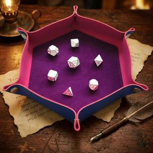 PU Leather Handmade <b>Foldable</b> Hexagon Shape Single Tier Dice Tray Storage Box for Jewelry Keys <b>Office</b> Organizer - Product Image 3