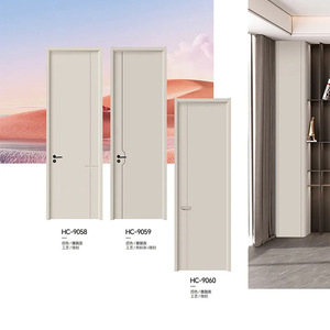 Puerta Interior Minimalista de Madera Maciza con Panel de Vidrio, Apertura Lateral, Superficie Acabada para Armario de Almacenamiento - Product Image 4