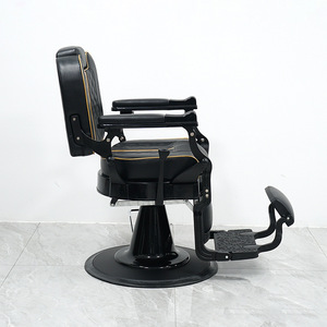 Chaise de coiffure de luxe classique de haute qualité avec cadre en métal noir et or, mobilier de salon, chaise personnalisée pour salon de coiffure - Product Image 4