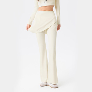 Nuovi Arrivi: Leggings da Donna 2 <span class=keywords><strong>in</strong></span> 1 con Gonna Elegante e Pantaloni a Zampa, <span class=keywords><strong>in</strong></span> Nylon Spandex, Vestibilità Slim, Alta Elasticità, Effetto Seconda Pelle, per Allenamento - Product Image 3