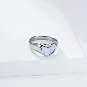 Anillo de Acero Inoxidable en Forma de Corazón, Color Oro y Plata, con Bisel, Joyería Unisex, Regalo, Anillos de Moda - Product Image 4