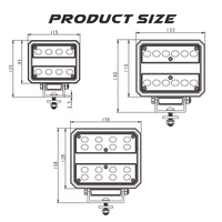 Lampe de travail LED étanche à faisceau large 80W 5700K 8267LM 12V carrée pour camions et excavatrices robustes