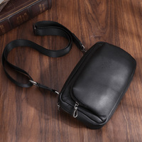 Nouveauté : Sac bandoulière multifonction en cuir de vache véritable pour homme, léger, grande capacité, sac messager décontracté.