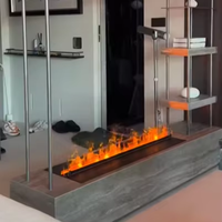 Chimenea Eléctrica Lineal de Diseño Moderno, Mueble Interior Decorativo, Soporte para TV, Chimenea de Vapor 3D