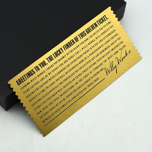 Venta al por Mayor de Fábrica, Nuevas Tarjetas Doradas de Chocolate Estilo Wonka, Billetes de Plástico con Lámina Dorada, Tarjetas de Regalo Coleccionables, Personalizables Disponibles - Product Image 5