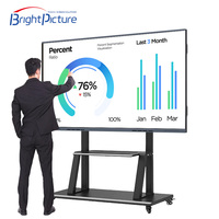 Tableau blanc interactif LED 75 pouces 4K tactile 20 points Verre anti-reflet 4 mm Caméra 48MP Double système d'exploitation (Android/Windows) Intel I3 8 Go de RAM