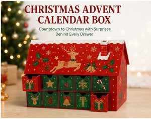 Custom Red House Shaped 12 Days Advent Calendar <b>Box</b> with Drawers Rigid Cardboard <b>Christmas</b> Blind <b>Box</b> Mystery Packaging Gift - Product Image 4