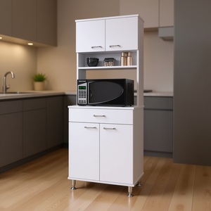 Meuble de cuisine Bay Area Pantry, 1 tiroir, 2 portes, blanc, moderne, avec pieds en métal, pour rangement de cuisine - Product Image 2