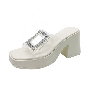 Chaussons à plateforme pour femme, hiver 2026, à lacets, style estival, avec bout orné de strass scintillants, talon épais ultra-haut, Evergreen - Product Image 6