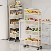 Chariot de rangement roulant à 4 niveaux pour espaces étroits, organisateur de réfrigérateur mince, multi-niveaux, commande en gros, OEM, direct fabricant
