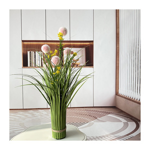 SUJING 5 têtes de fleurs artificielles en plastique, rose, herbe de <span class=keywords><strong>vanille</strong></span> et herbe de la pampa, pour les occasions du Nouvel An - Product Image 2