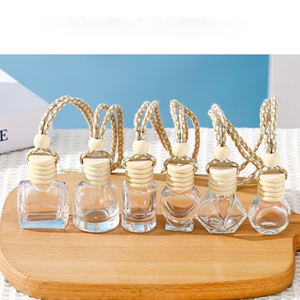 בקבוקי בושם לרכב ניידים 4ml-15ml, מיני, זכוכית, יוקרתיים, עיצוב אלגנטי, ריקים, עם מכסה הברגה, הדפסת מסך, בקבוק תלייה. - Product Image 1