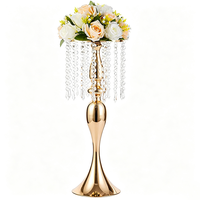 Centre de table floral de luxe en cristal haut de gamme, support de vase à fleurs en métal et cristal pour mariage