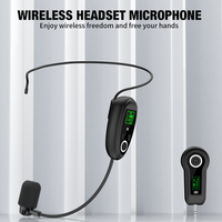 Système de microphone sans fil 2,4 GHz, portable et serre-tête, conception 2-en-1, portée de 50 m, rechargeable