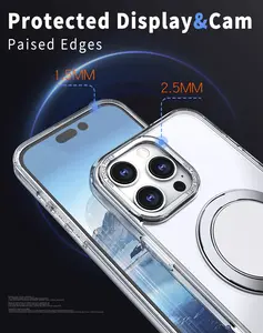 Suporte de anel com rotação 360°, capa traseira transparente fosca para celular 16 Plus 16 Pro Max