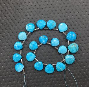 Haute Qualité 19 Pièces Lisse En Forme De Coeur Briolette Perles Belle Bleu Ciel Turquoise Gemme Brin Véritable Qualité - Product Image 3