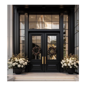 <span class=keywords><strong>Porte</strong></span> d'entrée en fer forgé à double vitrage isolant, design classique haut de gamme CBMmart - Product Image 1