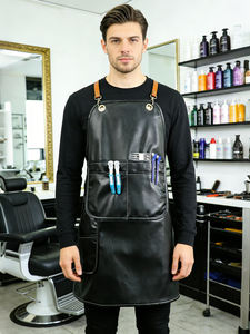 Delantal de Cuero PU Impermeable para Estilistas, Delantal de Barbería con Múltiples Bolsillos y Correas Ajustables, Logotipo Personalizado - Product Image 3