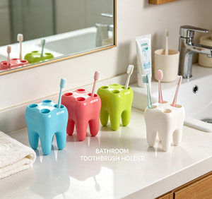 Custom logo Printed Tooth Brush <b>Shelf</b> Holder Container 4 Hole Teeth Shape <b>Stand</b> Bracket Wholesale - Product Image 6
