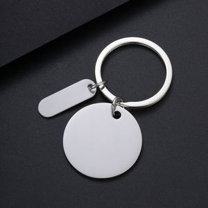 <b>Cross</b>-border Stainless Steel Round Keychain Blank Material Laser Color Printing Electroplating Engraved Metal Holiday Gift - Product Image 4
