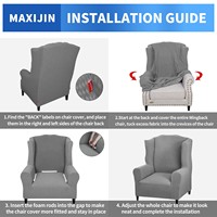 Housses de fauteuil en jacquard polyester lavables sur mesure, extensibles pour fauteuil à dossier haut, pour salon