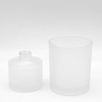 Pot à bougie en verre dépoli noir mat 100 ml 200 ml, bouteille diffuseur à roseaux ronde avec bouchon à vis, emballage cosmétique pour huiles essentielles