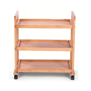 Chevalet en bois Huixishi, chariot à outils pour peinture à <span class=keywords><strong>l</strong></span>'huile, chevalet à trois niveaux en bois de hêtre durable, couleur naturelle, support de rangement pour peinture - Product Image 1